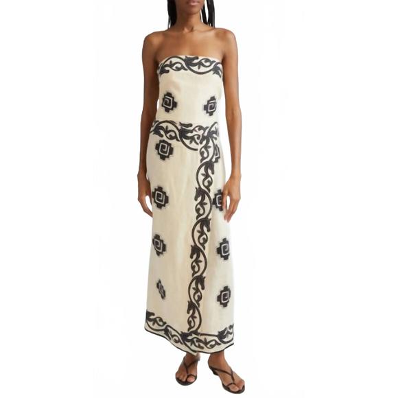 NEW JOHANNA ORTIZ ancient ankle dress in ecru/black